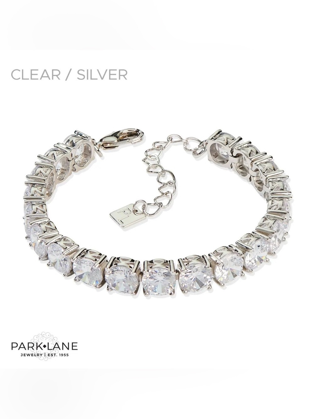 Park Lane Impression Clear Silver CZ Tennis Bracelet NIB Crystal Statement